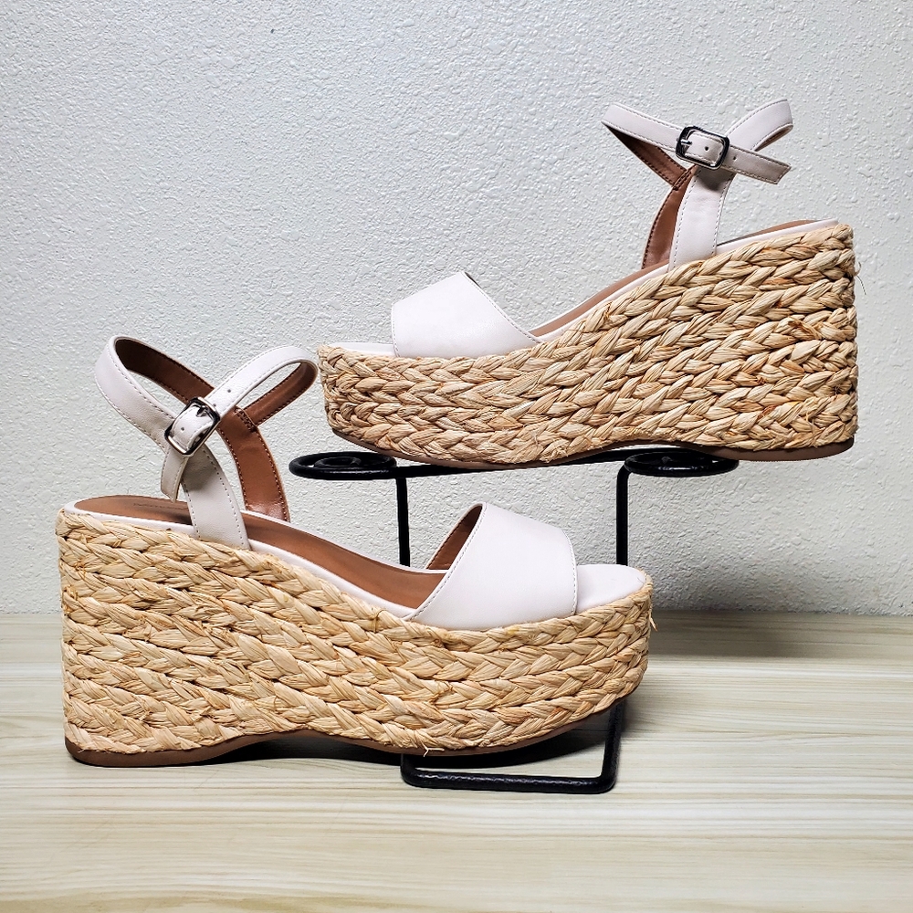Universal Thread Cream Wedge Platform Sandals Wit… - image 7